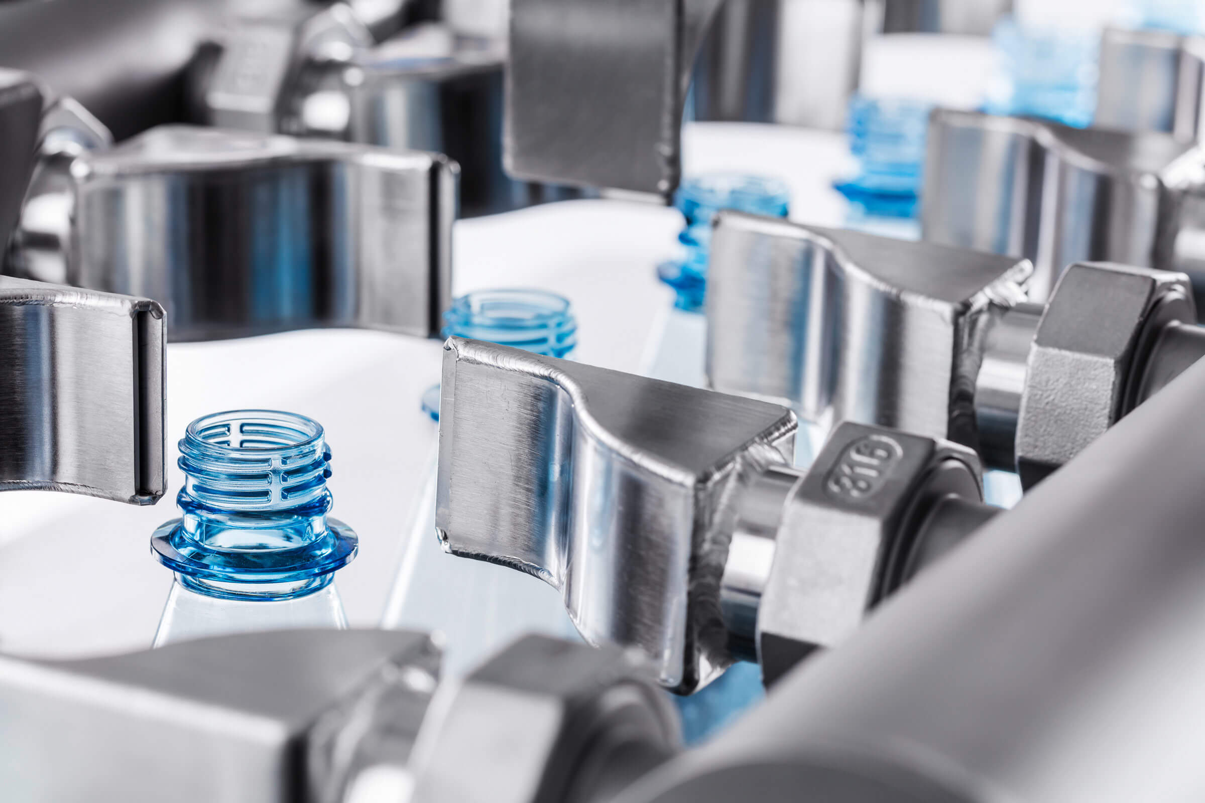 Detailaufnahme einer Maschine für Flascheninspektion